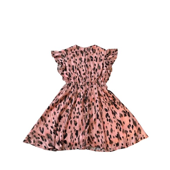 Milly Minis Dress Girls Size 10 Pink Leopard Print Pleated Ruffle Party NWT - Picture 3 of 5